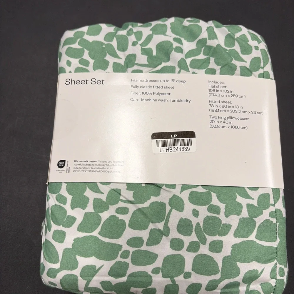 Green Spotted Room Essentials Winkle Resistant Microfiber Sheet Set King 20616